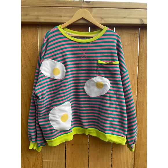 2XL Upcycled Striped Egg Shirt Skater Funky Quirky - Picture 2 of 7